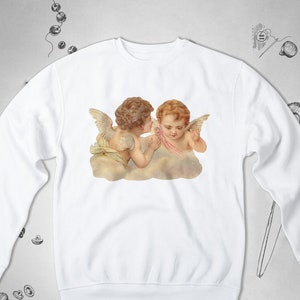 Artsy sweatshirt for Men Women Girls sweater Art Vintage Graphic sweatshirt Christian Unisex Crewneck Aesthetic Painted Angels Cherub Gift