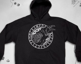 Arsmt Hooded Hoodies Long Sleeve Pullover Red-Eyes Crow for Male Arsmt Hooded Hoodies Long Sleeve Pullover Red-Eyes Crow for Male