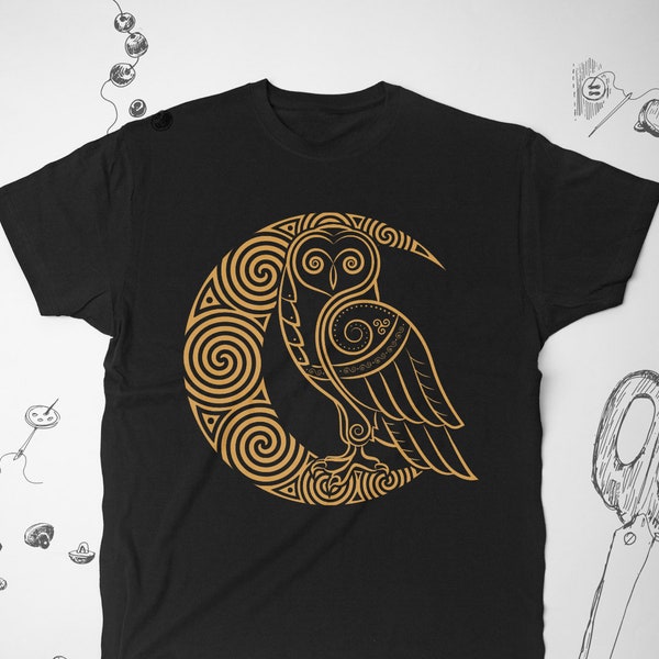 Owl shirt for Men Women Girl tee t shirt tshirt Ornament Bird Graphic shirt Moon Animal Abstract Guy Lady Unisex shirt Owl Gift idea him her