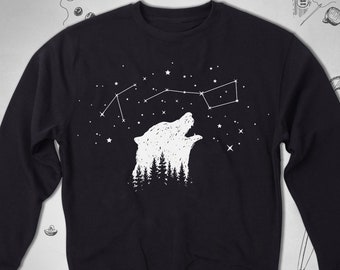Bear Animal sweatshirt National Park Camping Outdoors Men Women Graphic sweatshirt Nature Illustration Constellation  Forest Tree sweatshirt