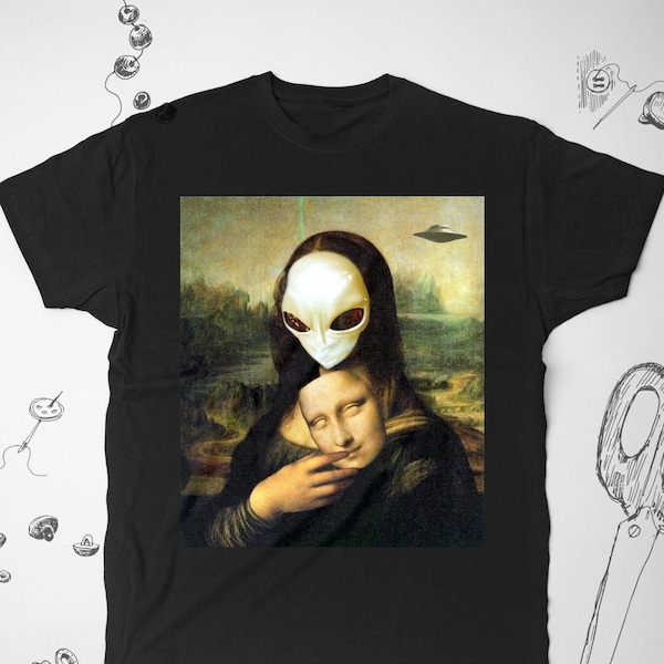 Alien shirt for Men Women Girls t shirt tshirt Vintage Art Unisex Aesthetic Funny Graphic tee shirt for Guys Teens Nerd Renaissance da Vinci