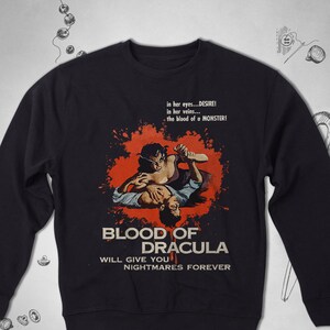 Sudadera de terror para hombres mujeres niñas suéter vintage sudadera retro Halloween película refranes vampiro unisex cuello redondo suéter idea de regalo