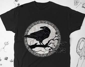 Raven shirt Men Girl Women t shirt tshirt Goth Bird Graphic tee Unisex Occult Illustration Viking Scandinavian Tree Gothic Gift for him her