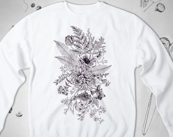 Botanical sweatshirt for Men Women Girl sweater Nature Flowers Graphic sweatshirt Plants Summer Ladies Gardening Unisex Crewneck sweatshirt