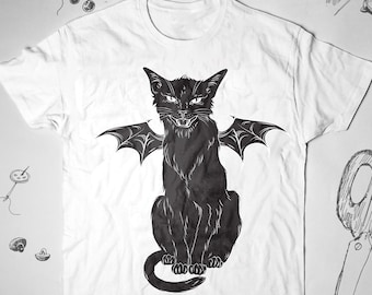Gothic shirt Vintage Cat shirt Goth shirt Halloween shirt Creepy shirt Graphic tshirt Kitten t shirt Scary shirt Men Gothic Unisex tee Women