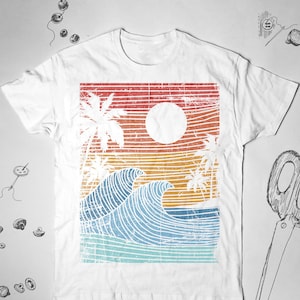 Beach shirt Vintage t shirt Men Graphic tshirt Tropical shirt Ocean shirt Vacation shirt Wave t shirt Palm Trees Beach tshirt Nature tshirt