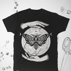 Alchemy Death Moth shirt Alchemy t shirt Men Graphic tshirt Occult shirt Unisex Insect t shirt Moth shirt Death shirt Skull shirt Women