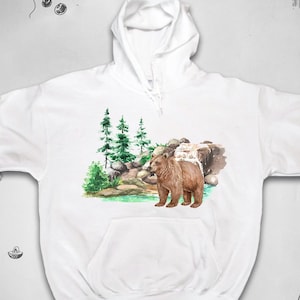 Bear hoodie Trendy graphic design Nature Wild animal Outdoor National park unisex sweatshirt with hood for camping Gift idea