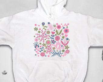Sweat à capuche fleuri Graphisme tendance Jolies fleurs roses Sweat unisexe floral d'été preppy esthétique avec capuche pour femme Idée cadeau pour elle