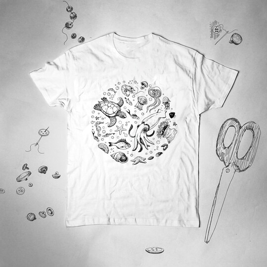 Ocean shirt tshirt t shirt tee Animals Graphic Design shirt Nature Under the Sea Cute Illustration Unisex shirt Gift idea