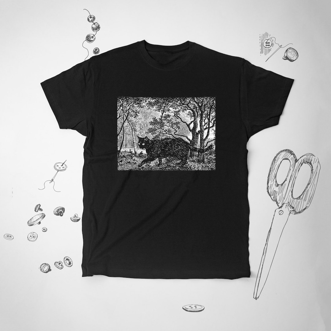 Black Cat Shirt Tshirt T Shirt Tee Aesthetic Graphic Design Etsy