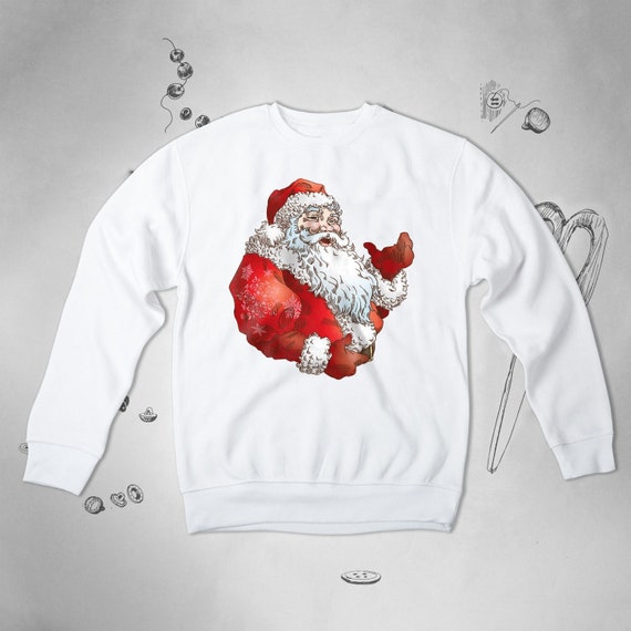 Women's Cute Christmas Santa Claus Jewel Art Crew Neck Sweatshirt 