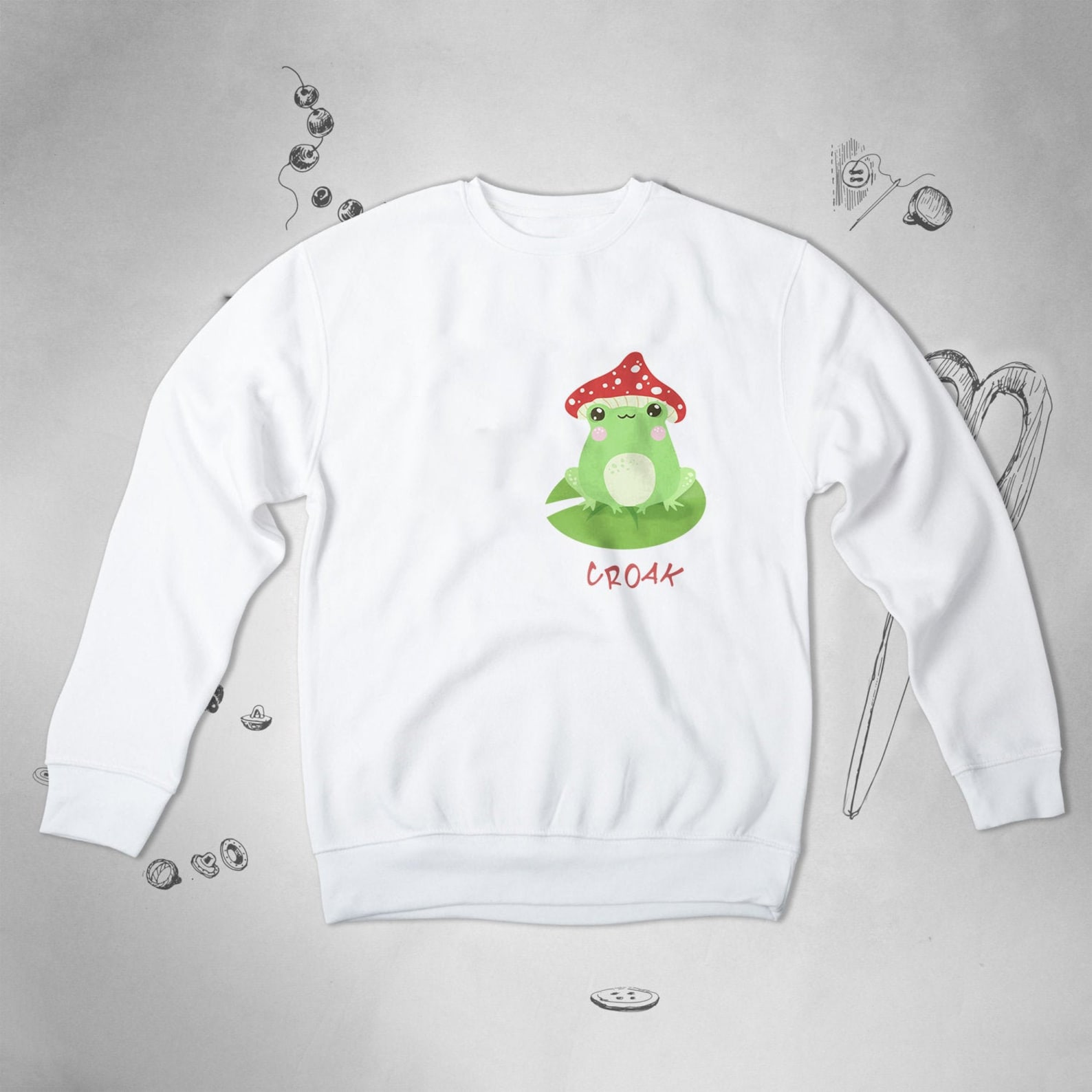 Frog Sweatshirt Sweater Cute Sweatshirt Kawaii Animal Mushroom Etsy