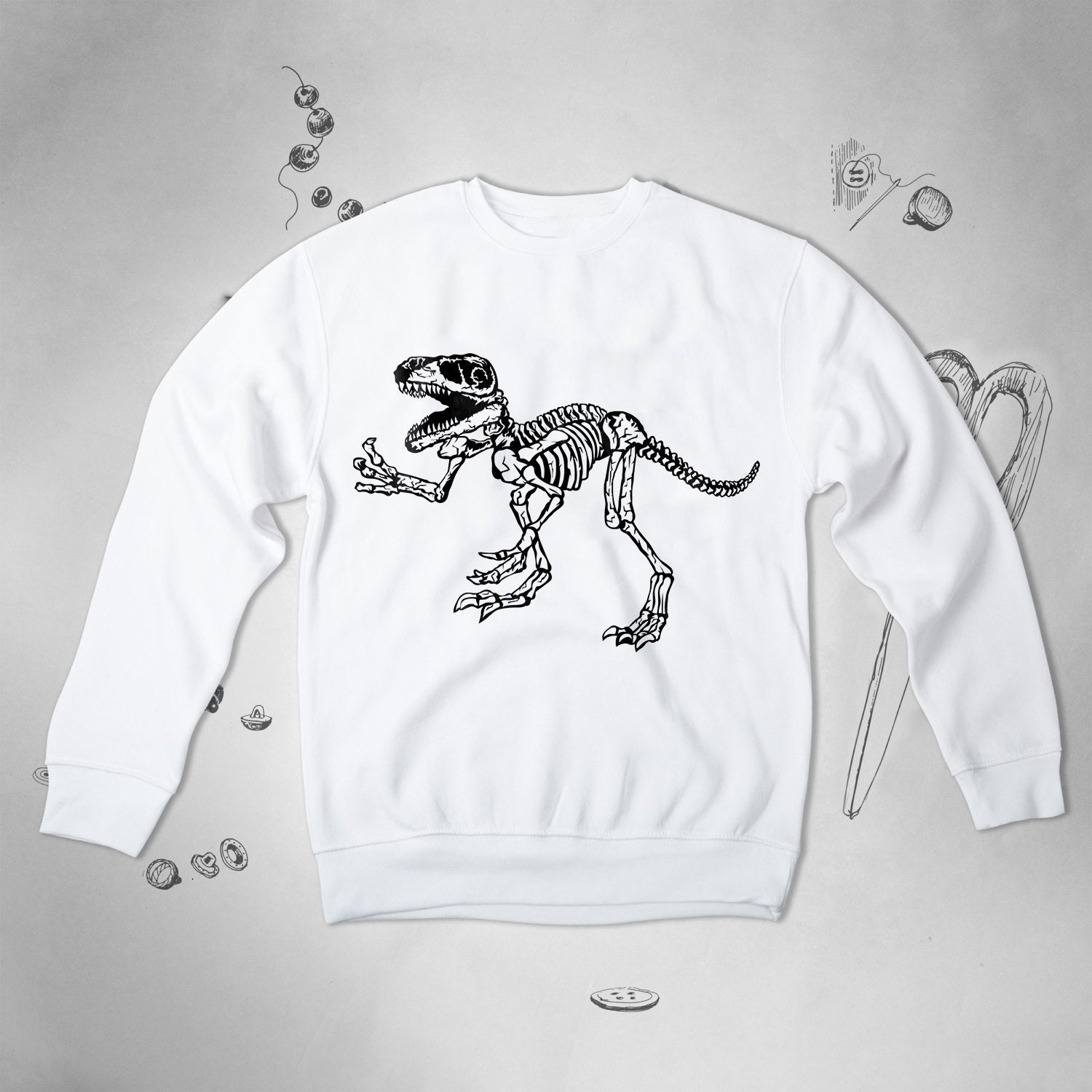 Dinosaur sweatshirt for Men Women Girls sweater Dino Skeleton Etsy