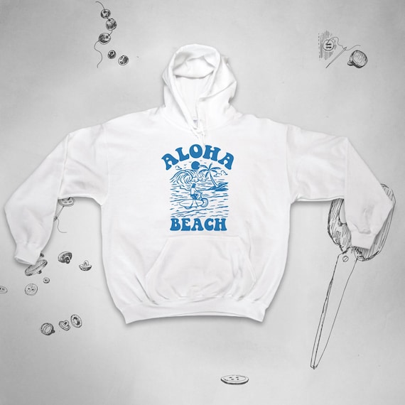 Beach Hoodie for Women Men Trendy Graphic Design Ocean Hawaii Vacation  Saying Aloha Beach Surfing Unisex Sweatshirt for Teens Gift Idea 