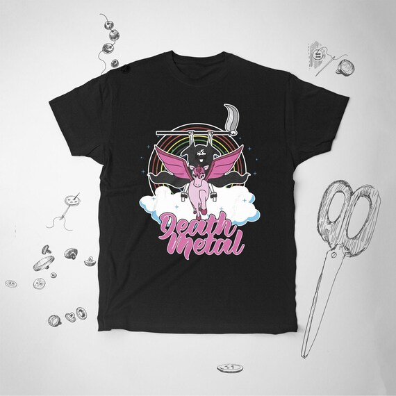 Death Metal Unicorn Rainbow Tshirt Sarcastic Music Graphic Death Metal Unicorn Rainbow Tshirt Sarcastic Music Graphic