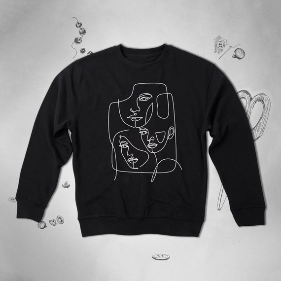 Faces Sweatshirt Trendy Graphic Design Aesthetic Line Art Abstract Women s Faces Artsy Crewneck Sweatshirt for Women Gift Idea Etsy