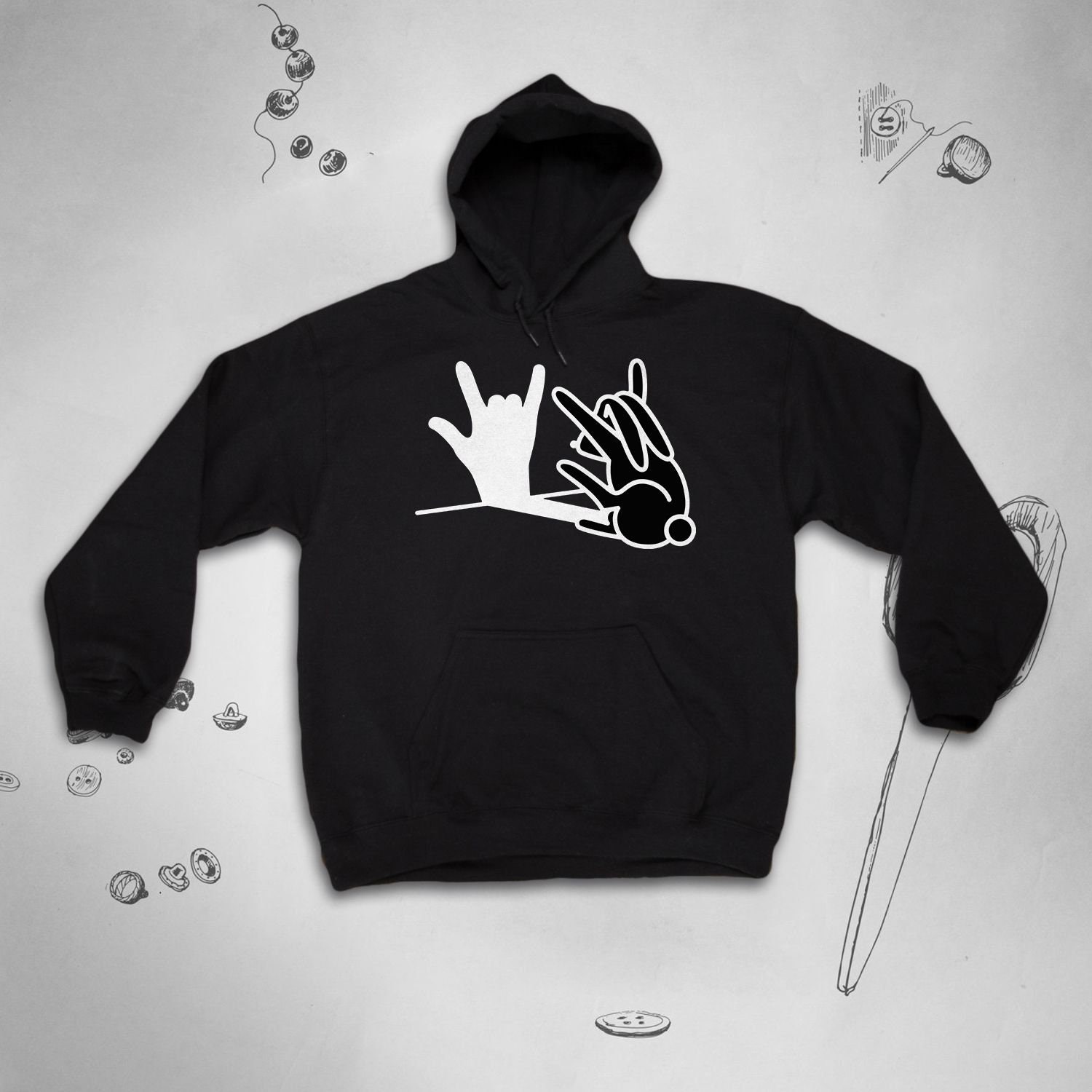 【新品未使用】rabbit Men's Pullover Hoodie Amazon.com: Cute Bunny Love Shirt I Rabbit Silhouette