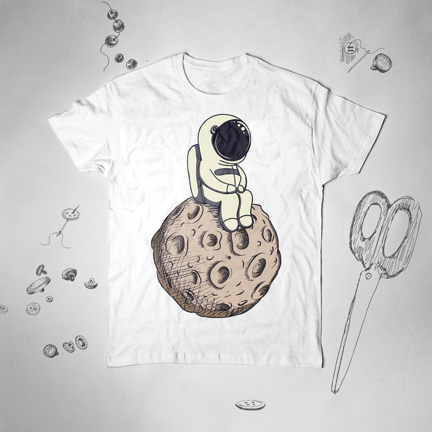 ULTRABASIC Men's Graphic T-Shirt - Astronaut On Moon Design | Eco-Friendly Cotton Tee | Limited Edition