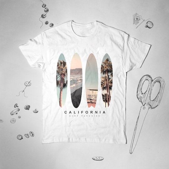 California shirt Surf shirt Surfing shirt Graphic tshirt Men Ocean shirt Beach tshirt California t shirt Women Palms shirt Palm Trees tee