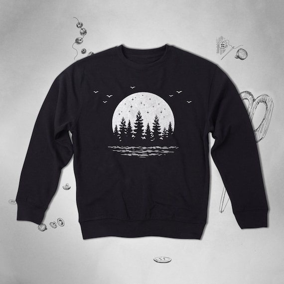 Lake sweatshirt for Men Women Girls sweater Nature Outdoors Graphic sweatshirt Into the Forest Trees Camping Unisex Crewneck sweatshirt Gift