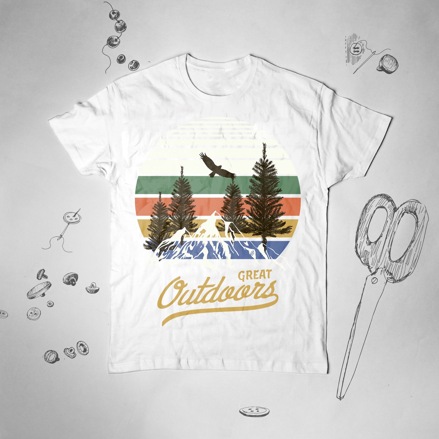 Anbech Women's Vintage Nature Graphic Tee - Camping Hiking Travel T-Shirt, Green, Large
