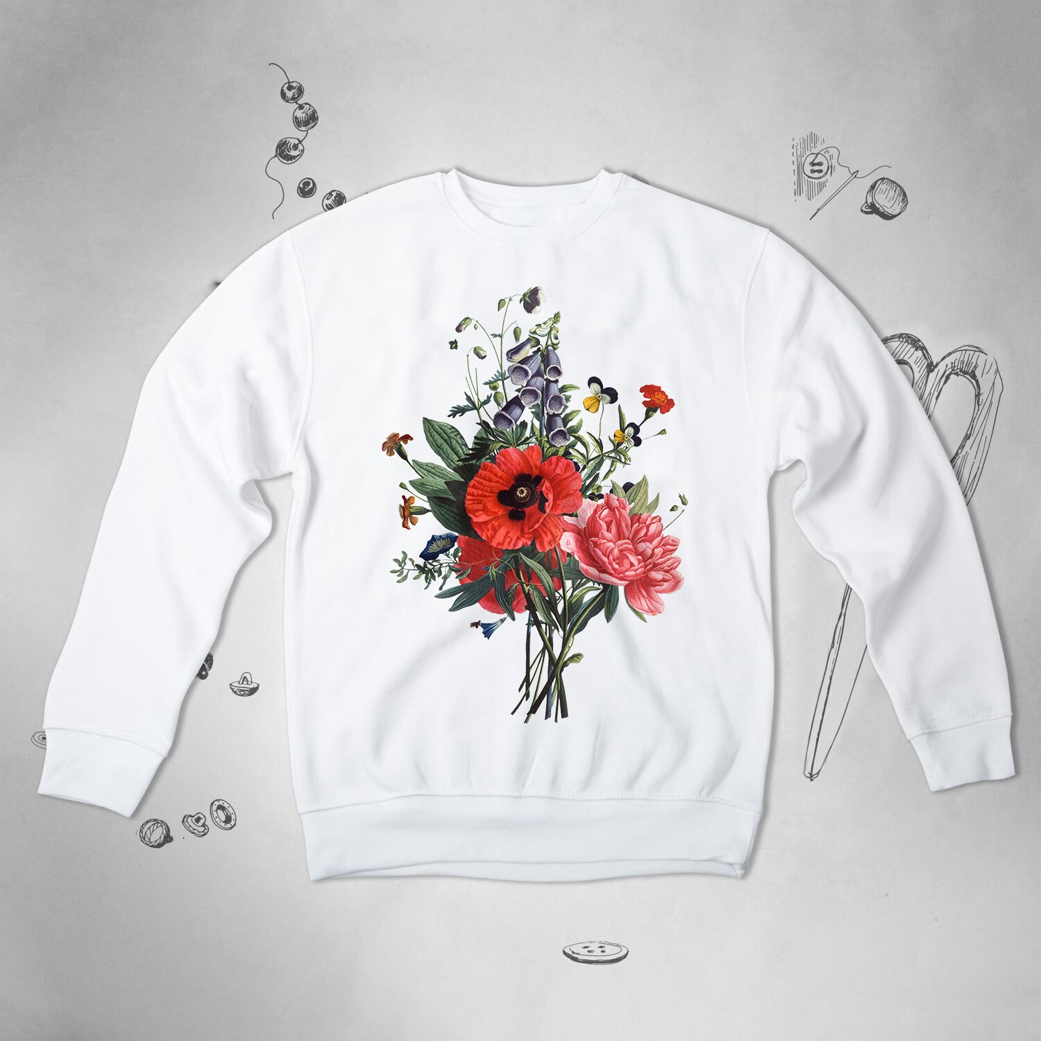 Flowers Sweatshirt for Men Women Girls Sweater Vintage