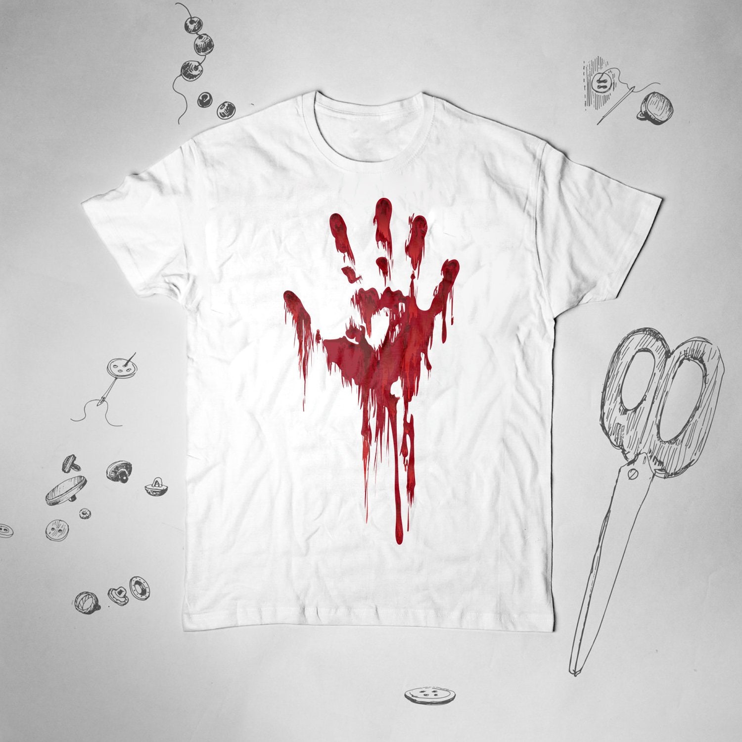 Discover Horror Shirt Zombie Blutige Hände Shirt