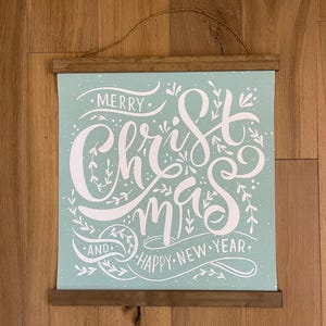 Ready to Ship - 24 in MERRY CHRISTMAS Hanging Tapestry Sign - Country Vintage Farmhouse Christmas Wall Art