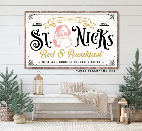 St Nicks Bed and Breakfast Christmas Sign Farmhouse Style Etsy