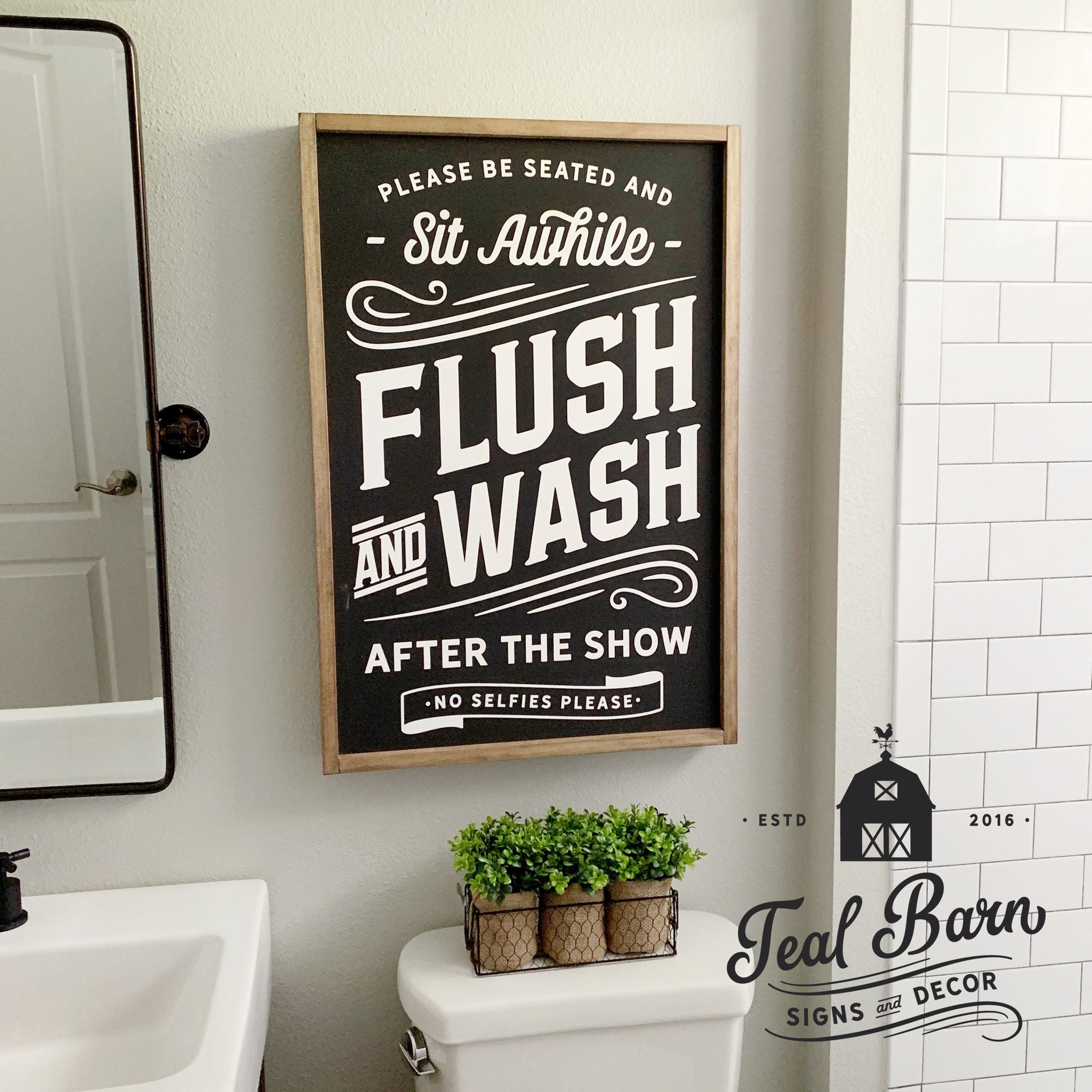 Farmhouse Style Family sign Wash,Flush,Soak Print A4 Toilet Bathroom 