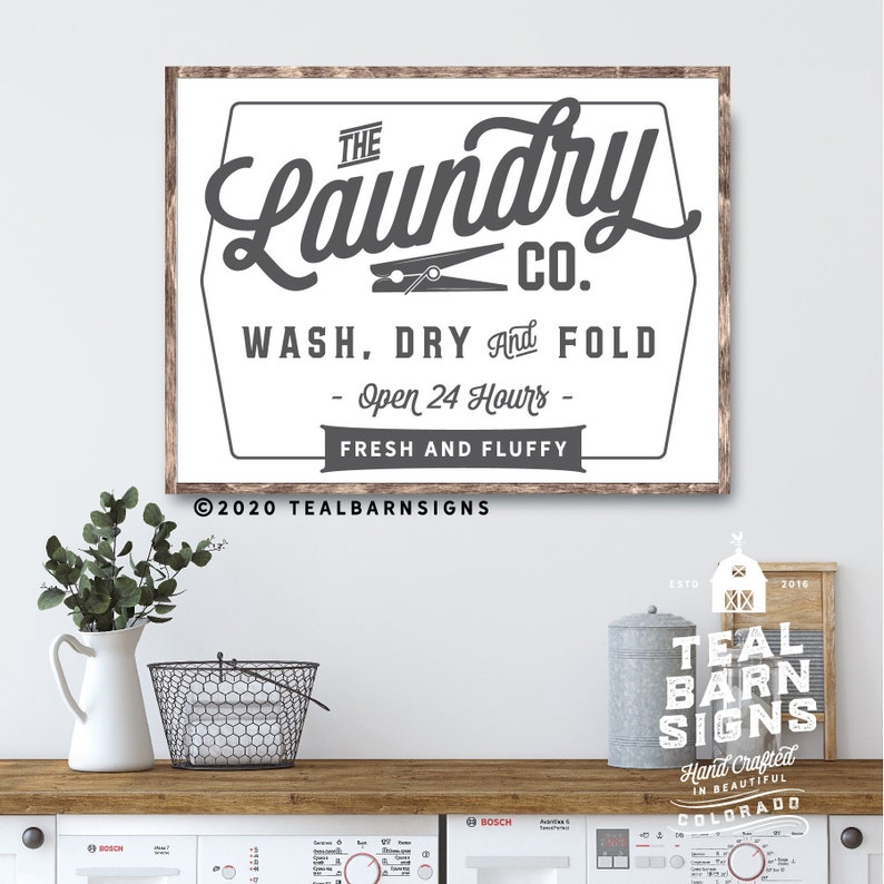 Cartello Decorativo 'Laundry Co' - Legno Rustico 20x25cm Per Lavanderia, Casa O Cottage