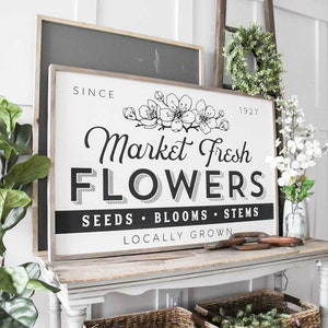 Market Fresh Flowers - Flower Market Sign — Spring Wall Art,