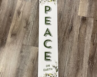 Peace on Earth Vintage Style Hanging Canvas Art Sign Christmas Wall Decor