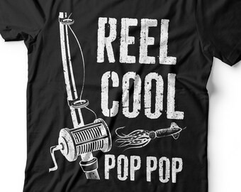 Reel Cool Pop Pop T-Shirt - Funny Mens Grandpa Fisherman Best Pop Pop Ever Shirt - Papa Fishing TShirt Gift for Father's Day Christmas