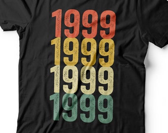 T-shirt vintage 1999 - T-shirt unisexe drôle rétro 26 AF pour homme 26e anniversaire - Cadeau né en 1999 T-shirt vintage pour anniversaire de Noël