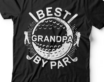 Best Grandpa By Par T-Shirt - Unisex Funny Mens Golfer Dad Papa Shirt - Vintage Golf Grandpa TShirt Golfing Gift for Father's Day