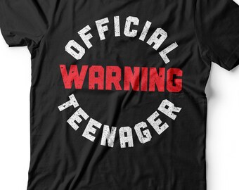 Warning Official Teenager T-Shirt - Unisex Funny 13th Birthday Boy Shirt - 13 Years Old Gift Born in 2013 TShirt for BDay Party