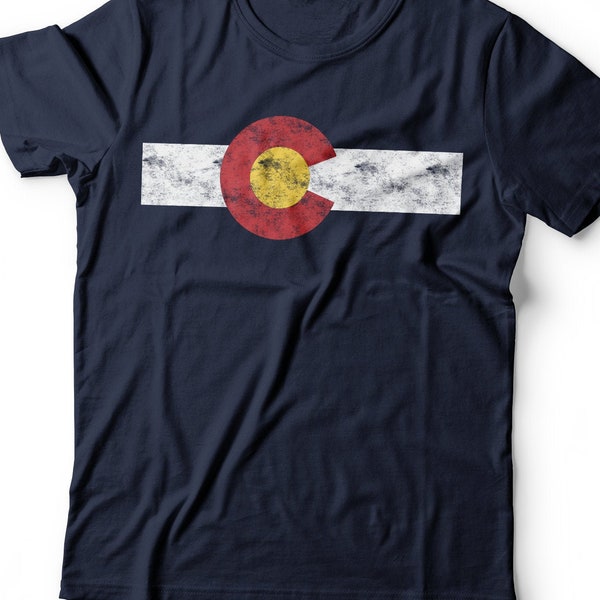 Colorado State Flag T-Shirt - Unisex Mens Funny USA Colorado State Shirt - Vintage Patriotic TShirt Gift for Birthday Christmas Colorado Day