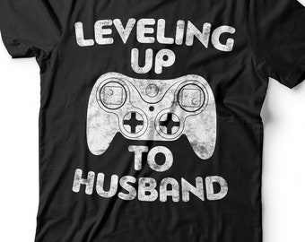 Leveling Up To Husband T-Shirt - Funny Mens Future Hubby Verloving Shirt - Vintage Boyfriend Verloofde Gamer Party Gift TShirt voor Kerstmis