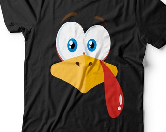 Pilgrim Turkey Face T-Shirt - Unisex Thanksgiving Dinner Turkey Costume Shirt - Gobble Gobble Gift TShirt on Happy Thanksgiving Day 2026