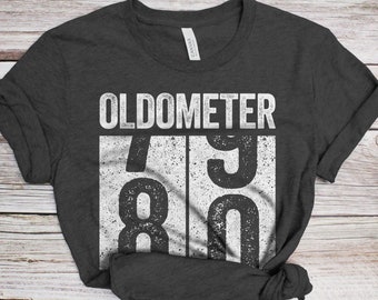 Oldometer 80 T-Shirt - Unisex Funny 80 AF Mens 80th Birthday Shirt - Born in 1946 Gift Vintage BDay TShirt
