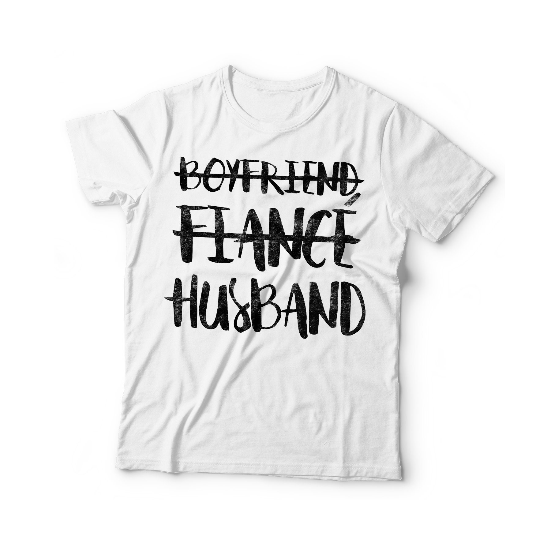 Boyfriend Fiancé Husband Wedding Just Married Est 2023 Men's T-shirt Back Print | UK