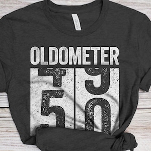 Oldometer 50 T-Shirt - Unisex Funny 50 AF Mens 50th Birthday Shirt - Born in 1974 Gift Vintage TShirt