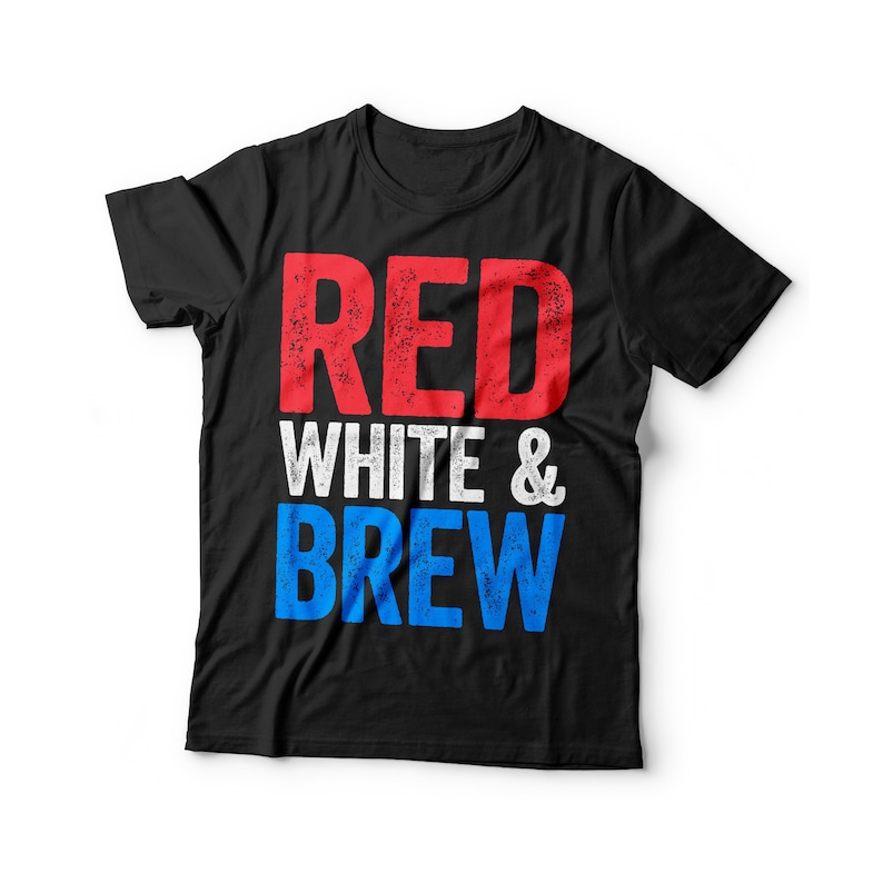 Red White And Brew T-Shirt - Camicia Unisex Uomo Funny America - Vintage USA Drinking Team Regalo per il Giorno dell'Indipendenza 4 luglio immagine 1