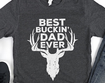 Camiseta "Melhor Pai Buckin de Todos os Tempos" - Camiseta Masculina Engraçada "Melhor Pai Buckin de Caça" - Camiseta Vintage "Pai Caçador de Veados" para o Dia dos Pais