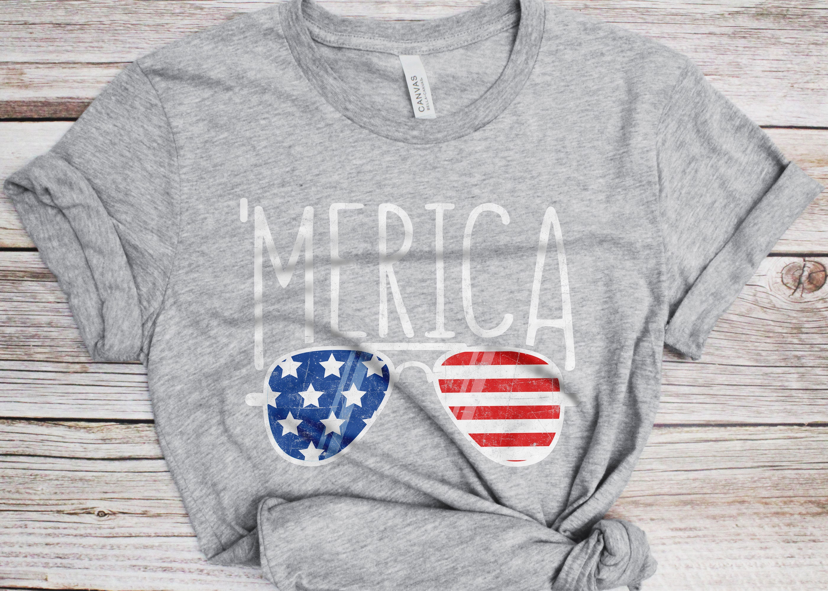 Merica Sunglasses T-shirt - Unisex Mens Funny USA Flag