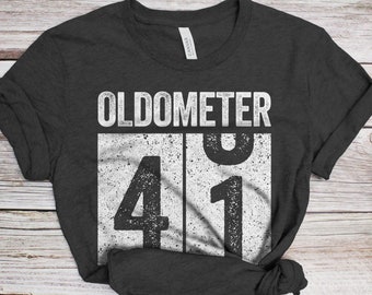 Oldometer 41 T-Shirt - Unisex Funny 41 AF Mens 41st Birthday Shirt - Born in 1985 Gift Vintage TShirt