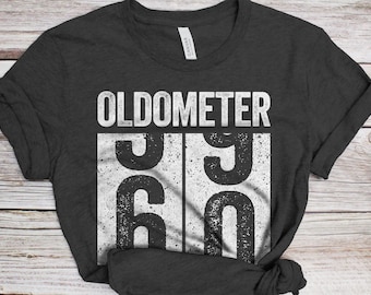 Oldometer 60 T-Shirt - Unisex Funny 60 AF Mens 60th Birthday Shirt - Born in 1966 Gift Vintage TShirt