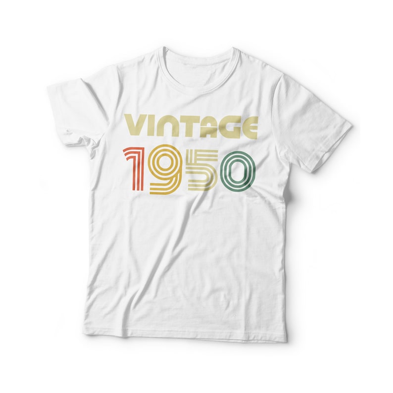 Vintage 1950 T-shirt Unisex Women Men Funny Retro Font 72nd - Etsy